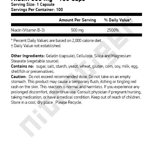 NOW Niacin 500 мг 100 капсули