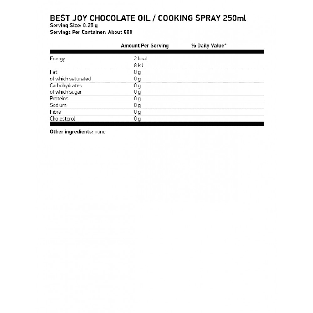 BEST JOY Chocolate Oil Cooking Spray 250 мл