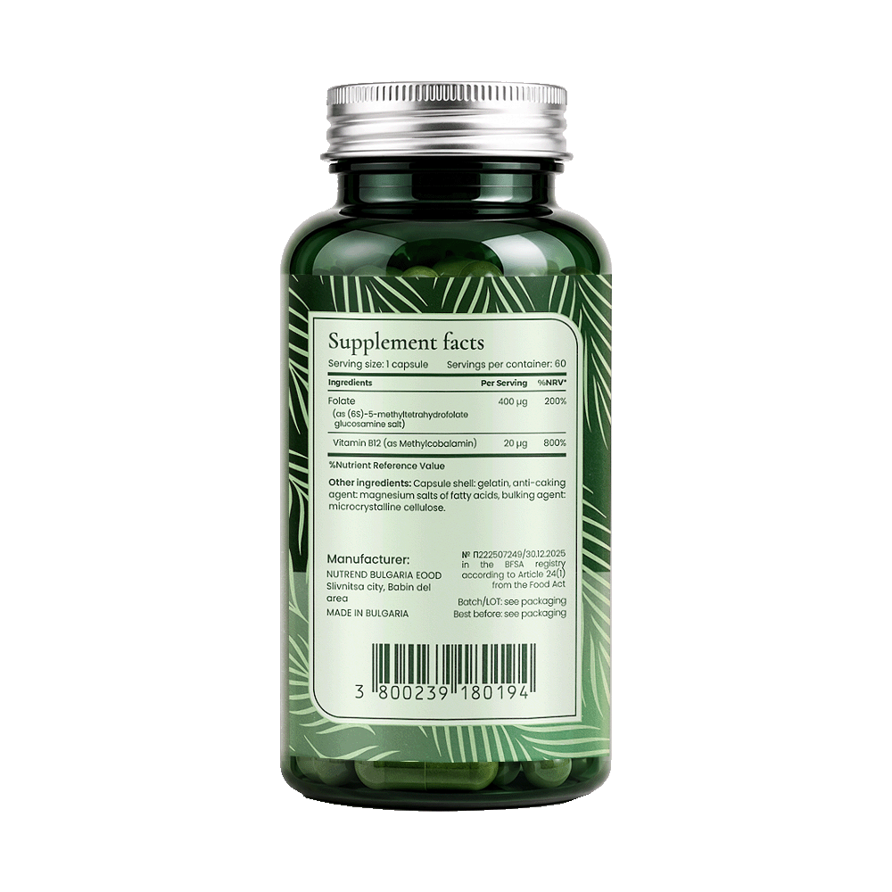 BIONETIC Methyl Folate 5-MTHF 400 + B12 60 капсули