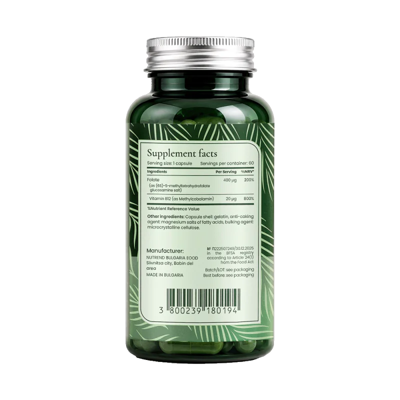 BIONETIC Methyl Folate 5-MTHF 400 + B12 60 капсули