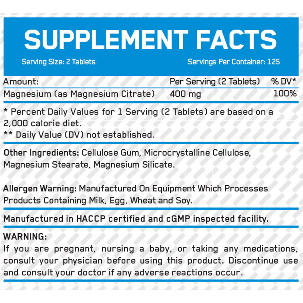 EVERBUILD Magnesium Citrate 200 мг 250 таблетки