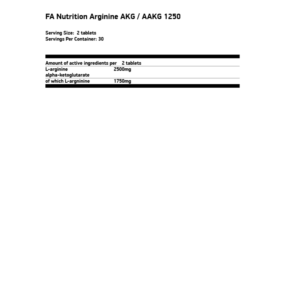FA NUTRITION Arginine AKG AAKG 1250 мг 30 таблетки