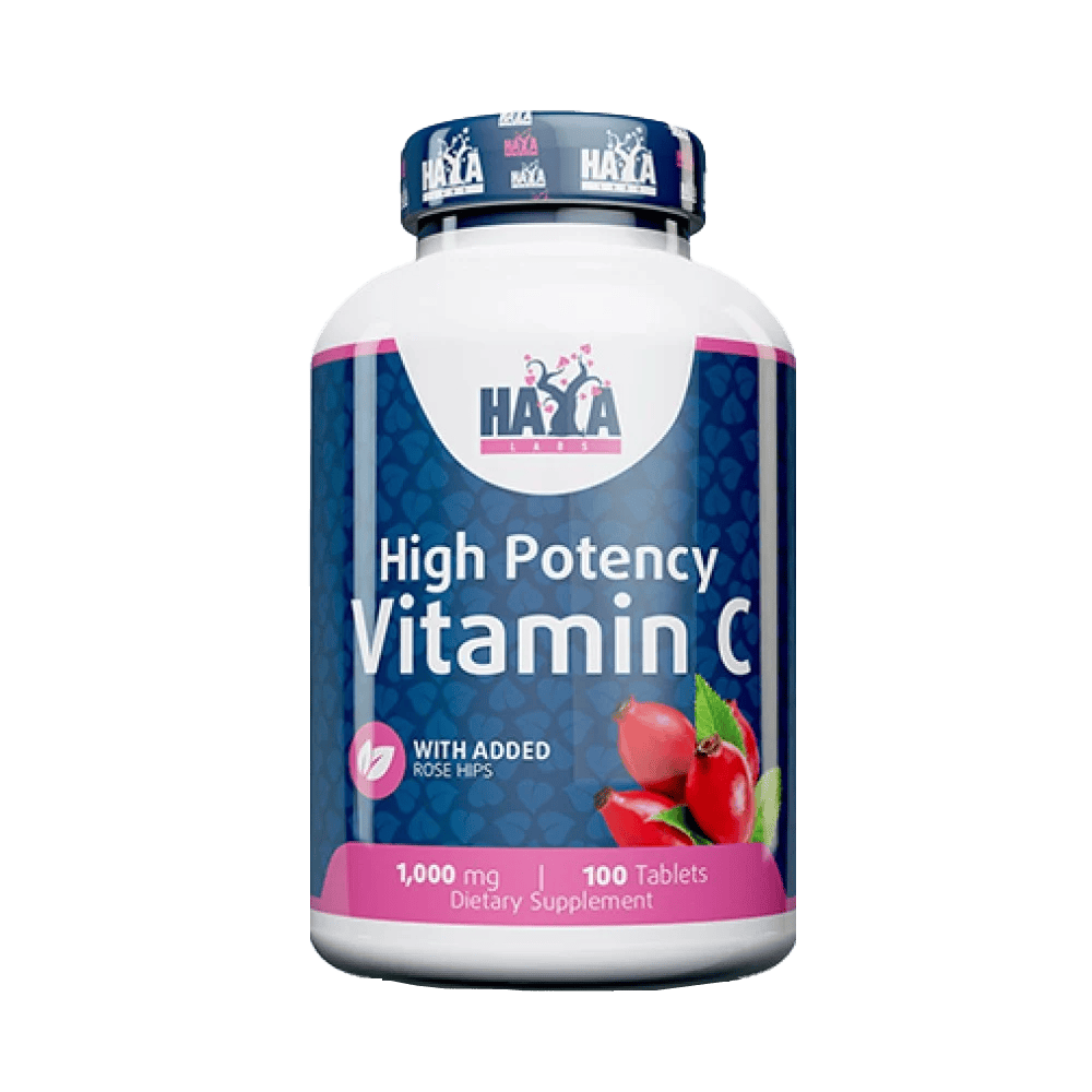 HAYA LABS High Potency Vitamin C 1000 мг With Rose Hips 100 таблетки