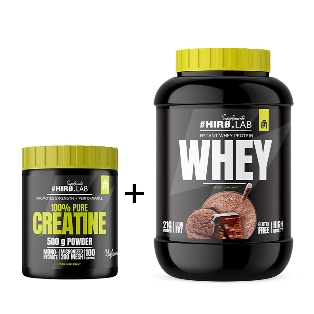 HIRO.LAB Instant Whey Protein 2000 г + 100% Pure Creatine 500 г