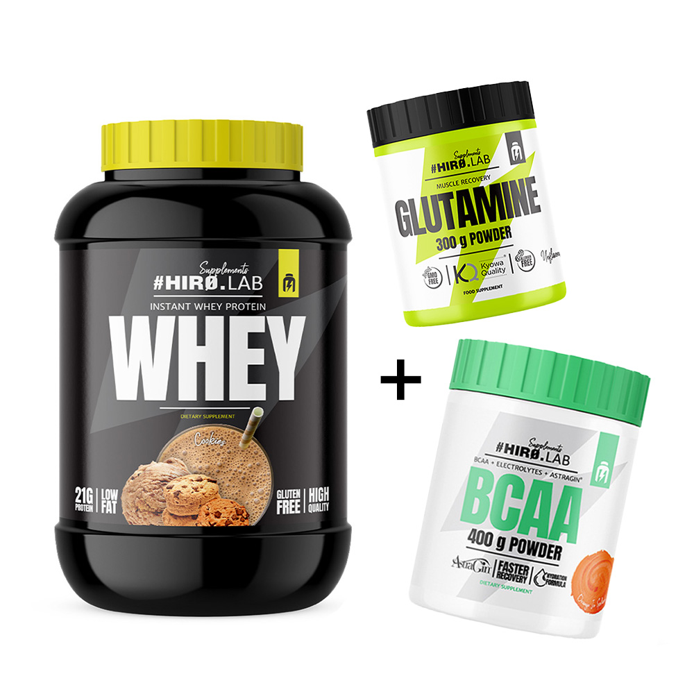 HIRO.LAB Instant Whey Protein 2000 г + BCAA Powder 400 г + Glutamine 300 г
