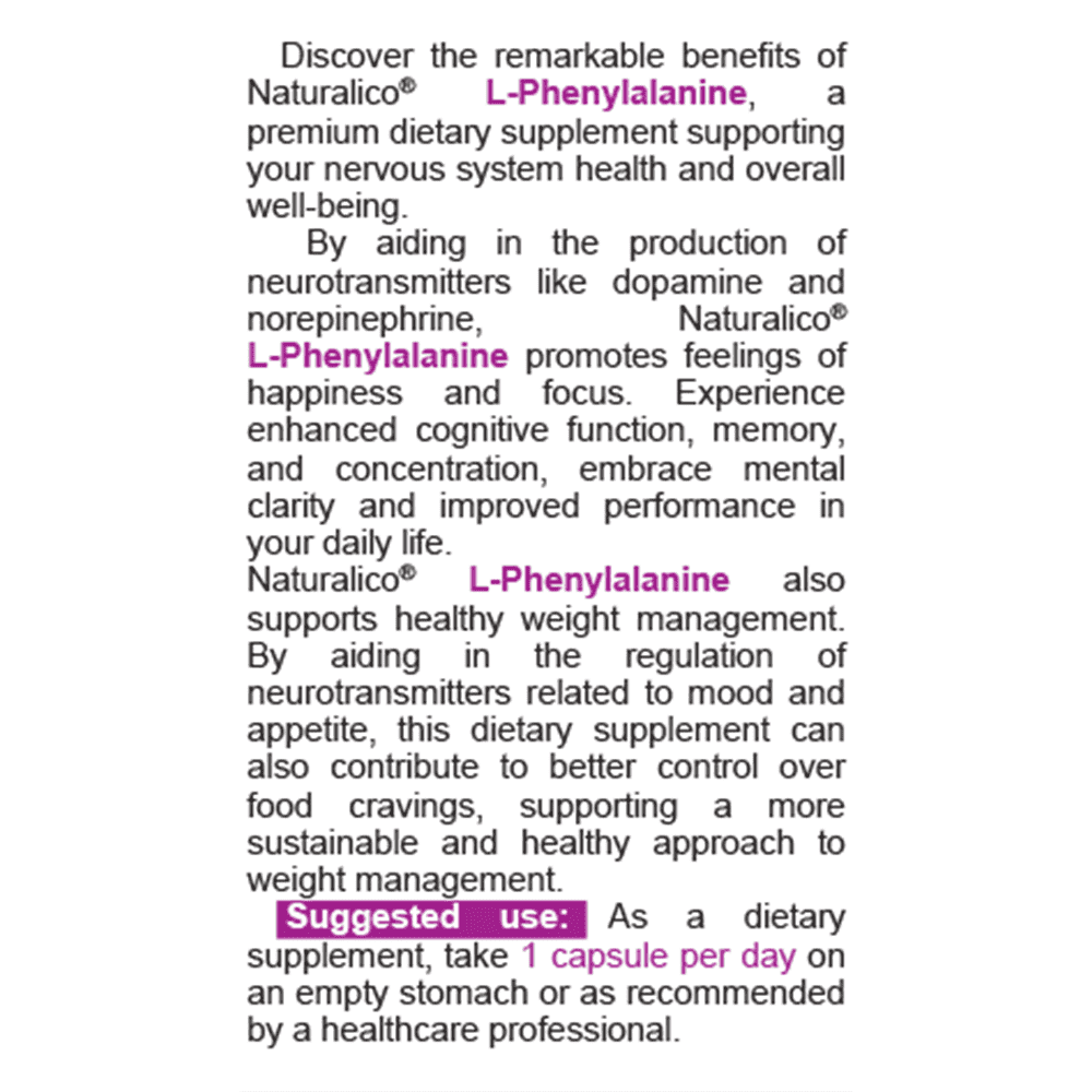 NATURALICO L-Phenylalanine 60 капсули