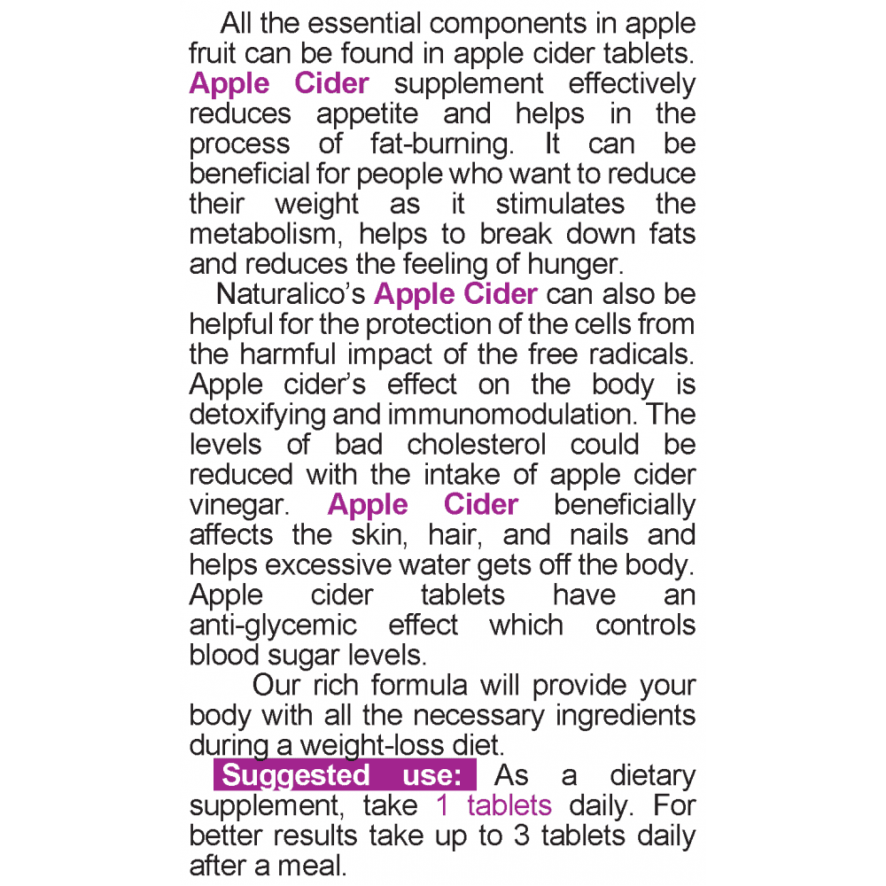 NATURALICO Apple Cider 60 таблетки
