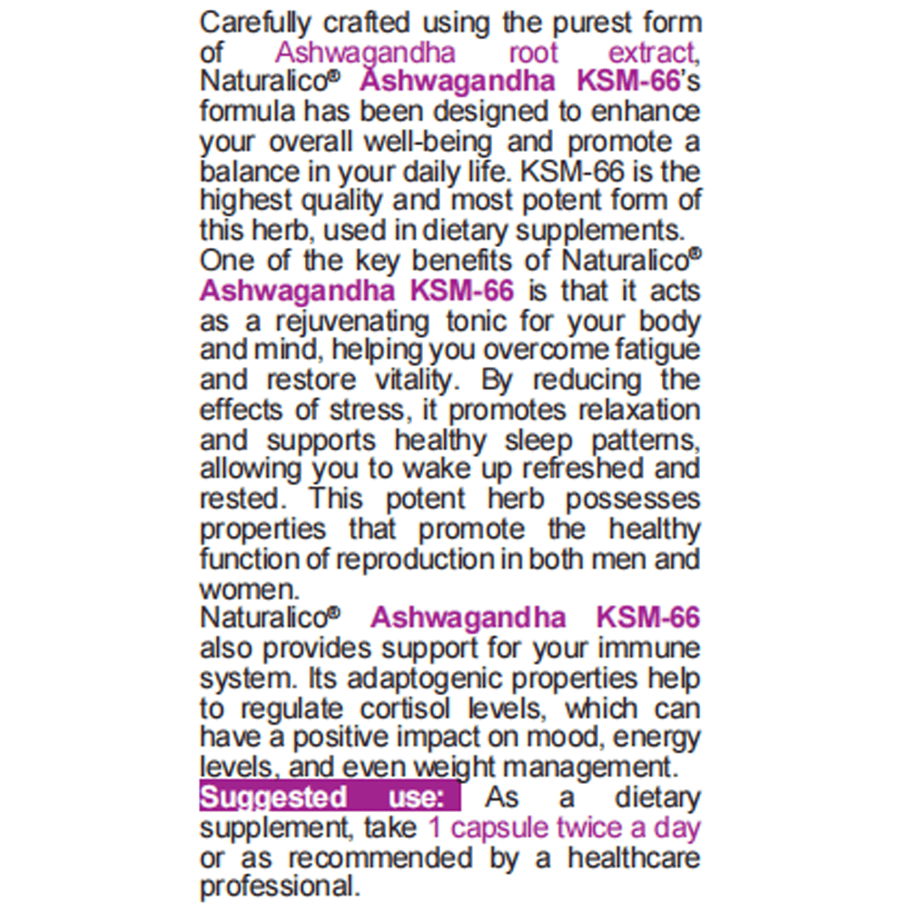 NATURALICO Ashwagandha KSM-66 90 капсули
