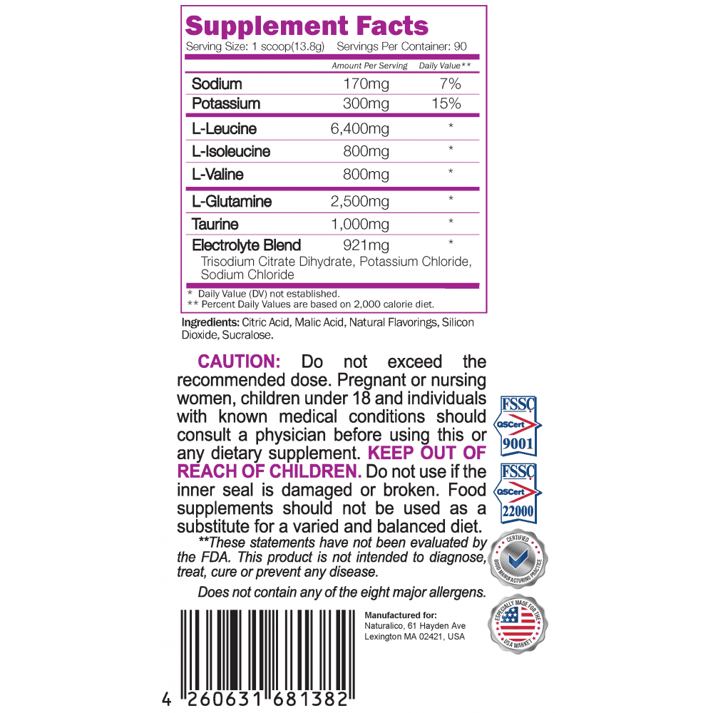 NATURALICO BCAA Recovery 8:1:1 1250 г