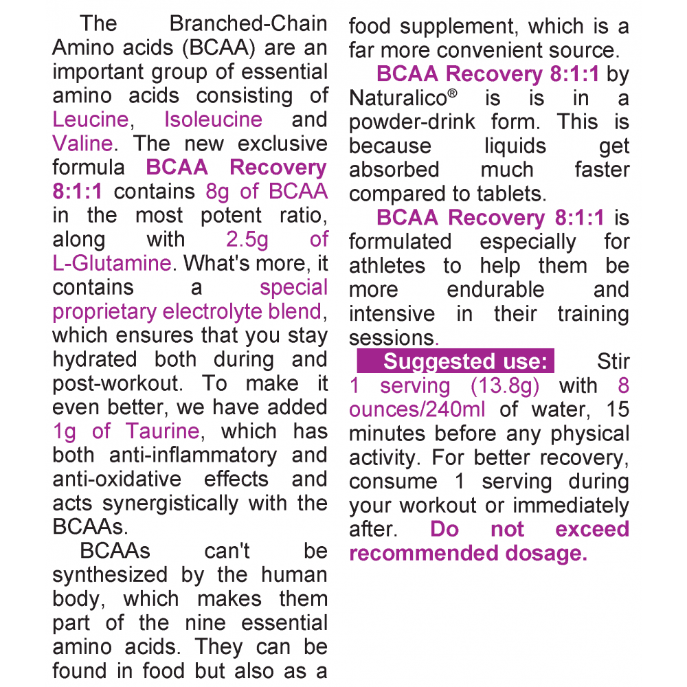 NATURALICO BCAA Recovery 8:1:1 621 г