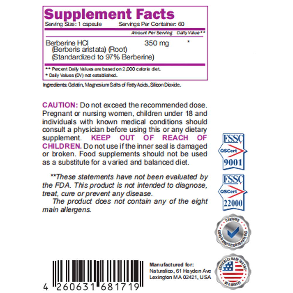 NATURALICO Berberine 60 капсули