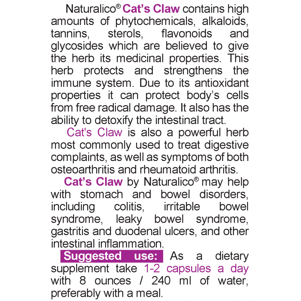 NATURALICO Cat's Claw 60 капсули