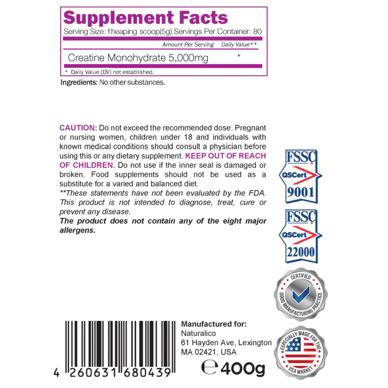 NATURALICO Creatine Monohydrate 400 г