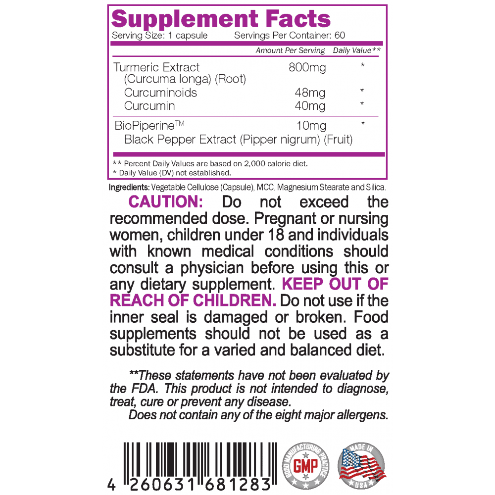 NATURALICO Curcumin And Bioperine 60 капсули