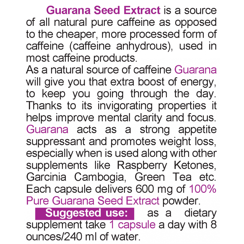 NATURALICO Guarana Seed Extract 60 капсули
