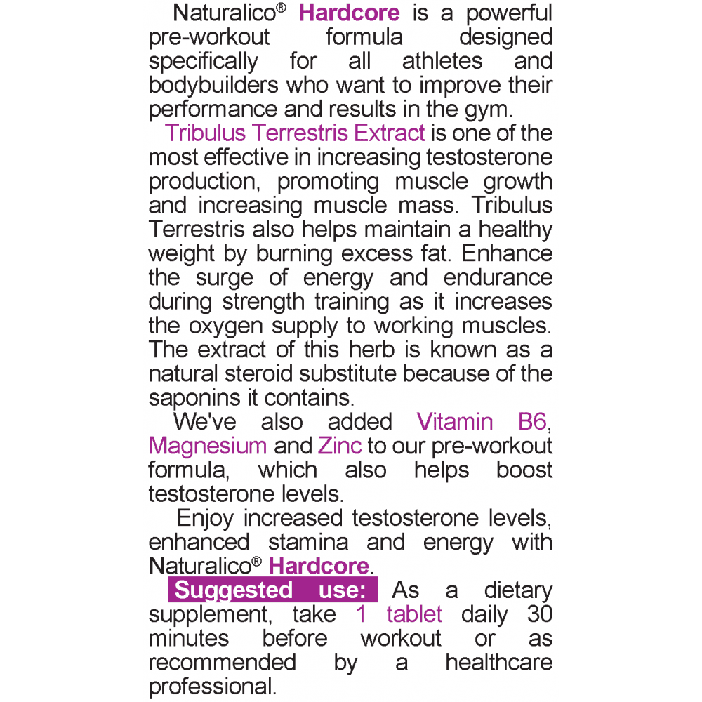 NATURALICO Hardcore 60 таблетки
