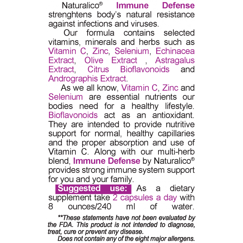 NATURALICO Immune Defense 60 капсули