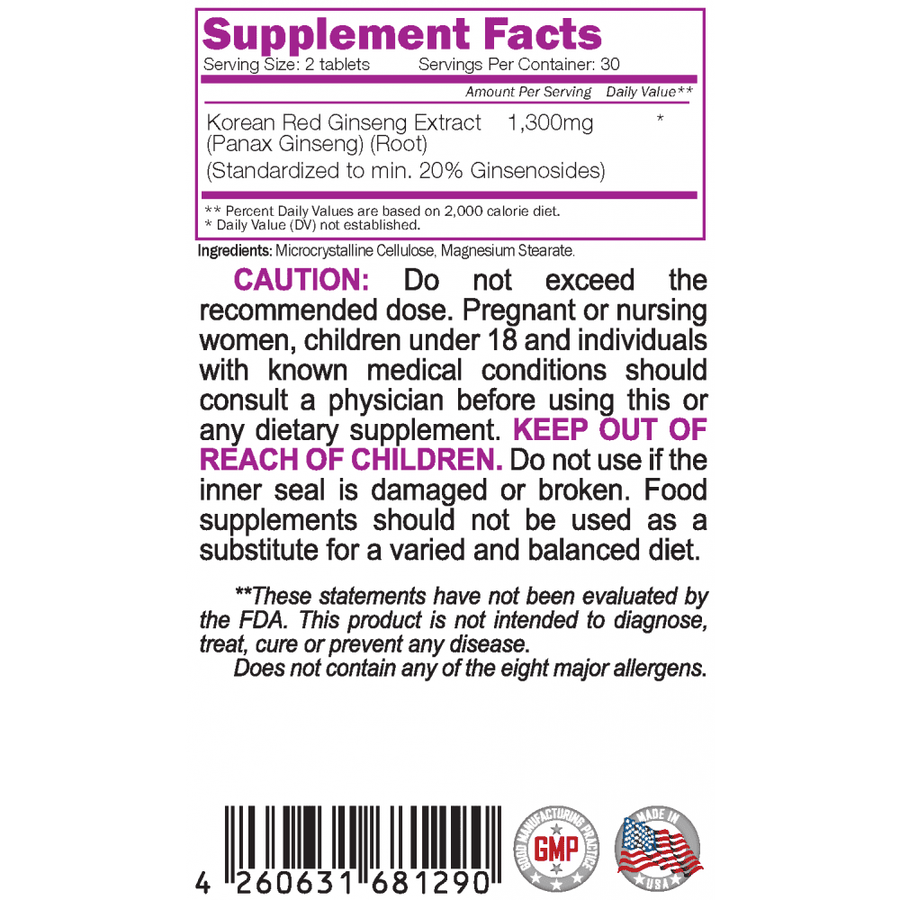 NATURALICO Korean Ginseng 60 таблетки