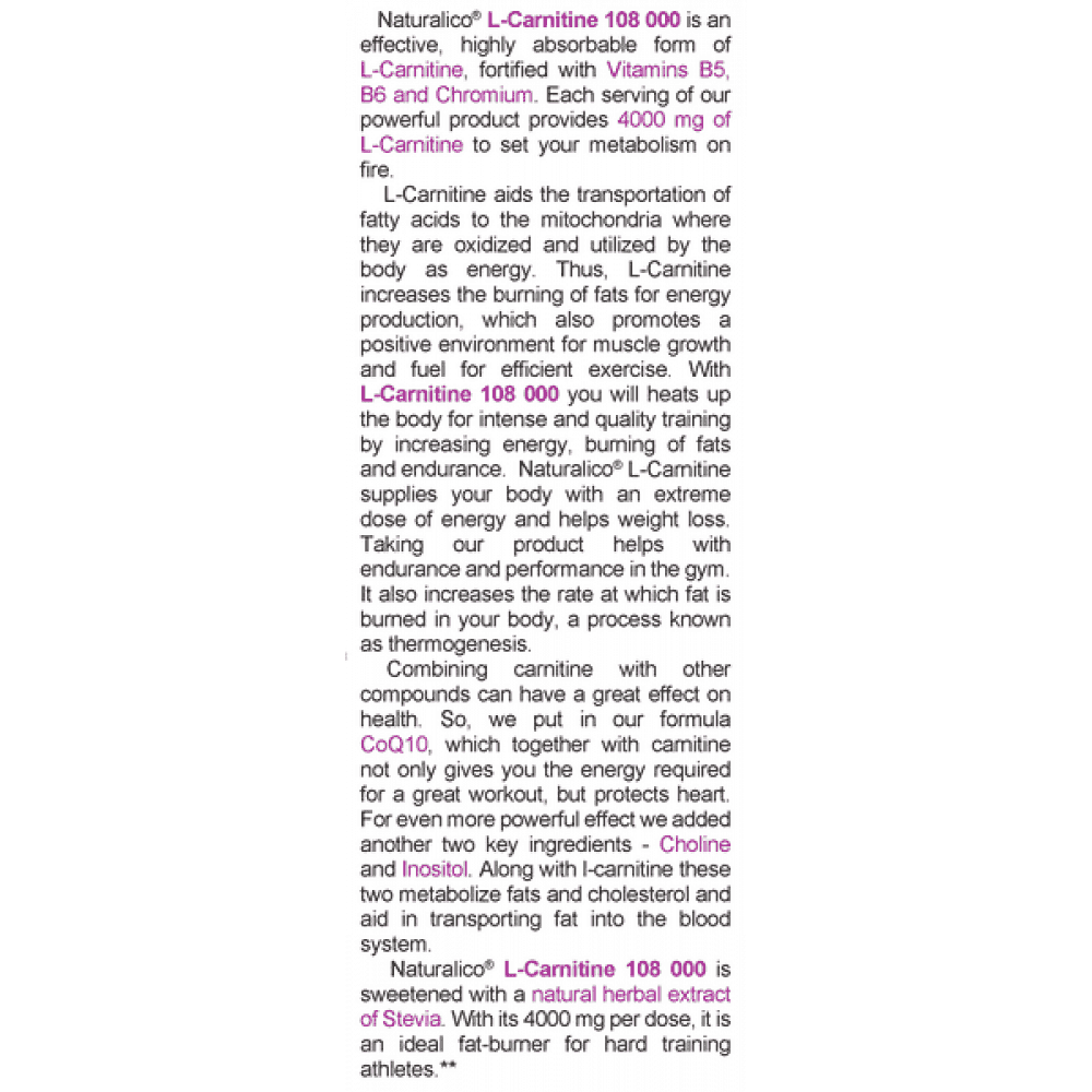 NATURALICO L-Carnitine 108 000 405 мл