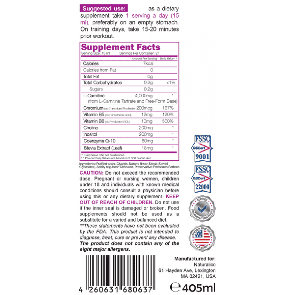 NATURALICO L-Carnitine 108 000 405 мл