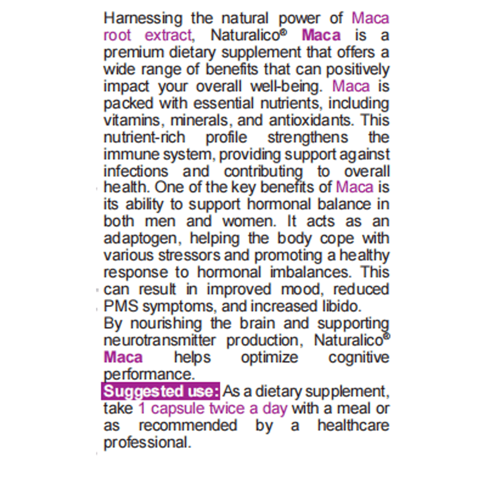 NATURALICO Maca 60 капсули