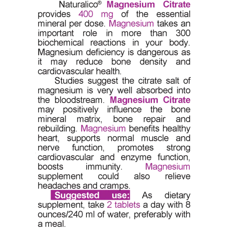 NATURALICO Magnesium Citrate 60 таблетки