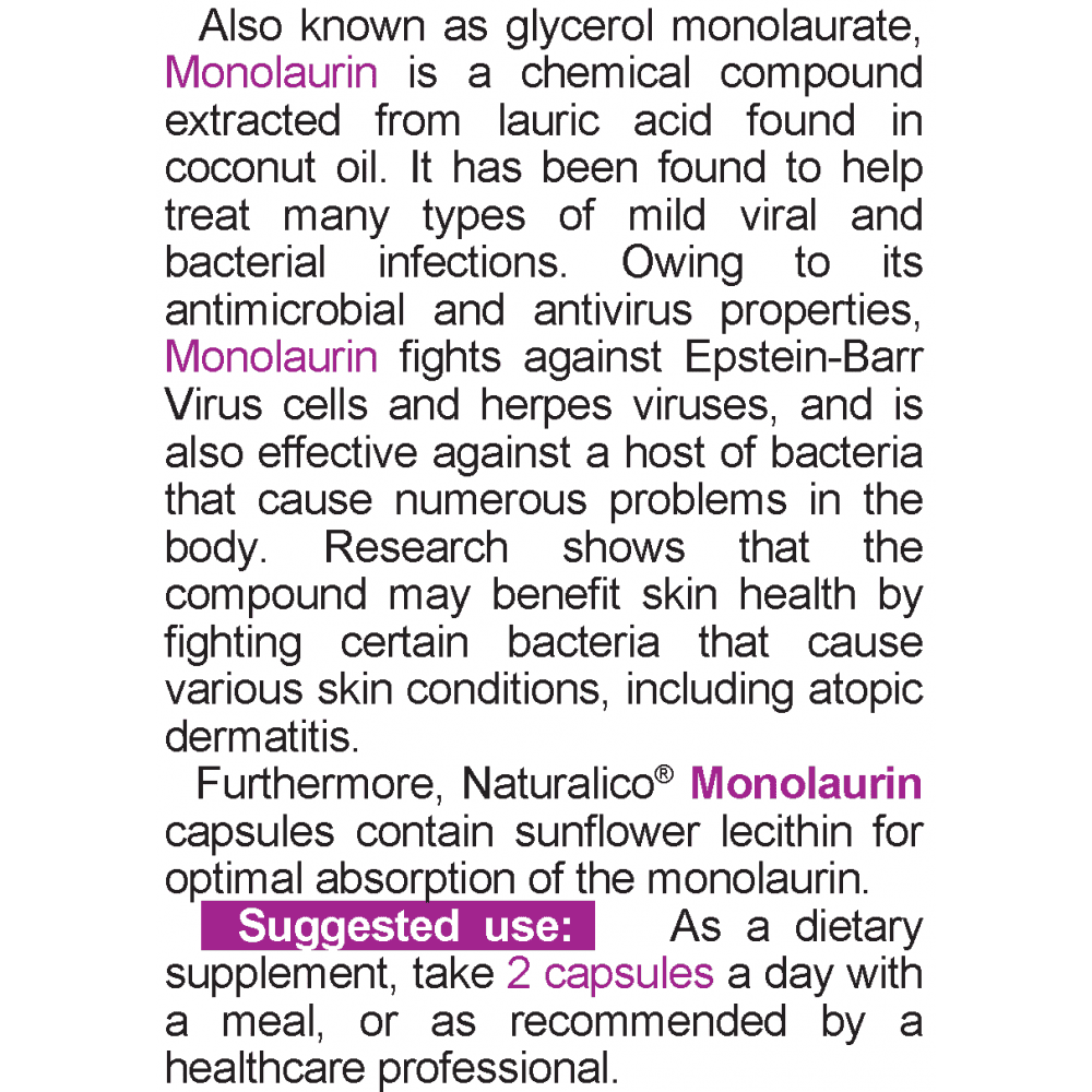 NATURALICO Monolaurin 60 капсули