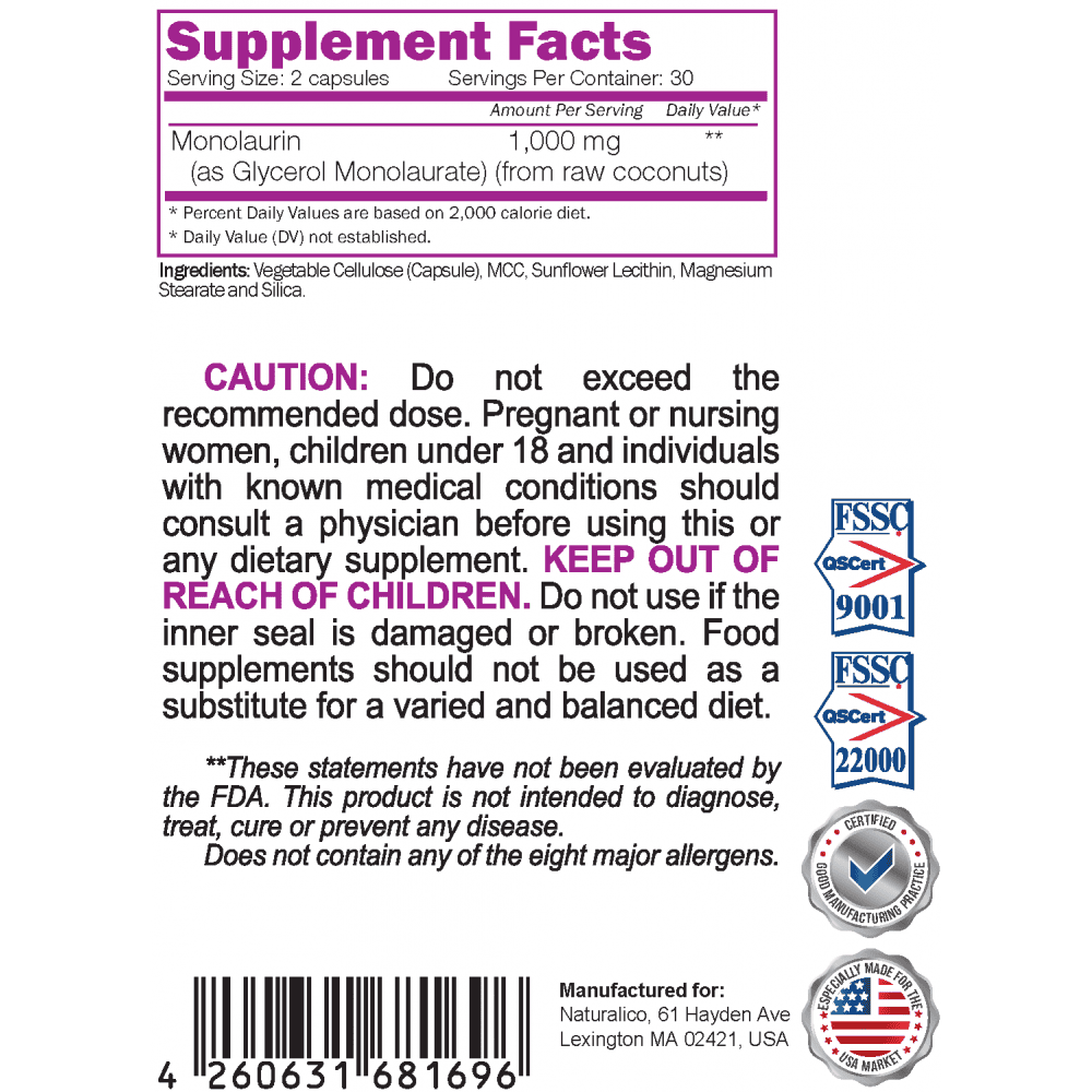 NATURALICO Monolaurin 60 капсули