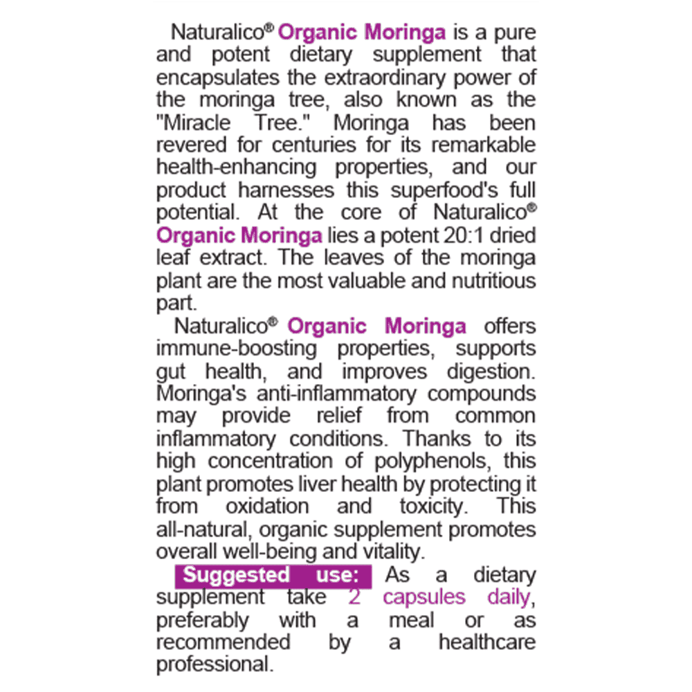 NATURALICO Organic Moringa 60 капсули