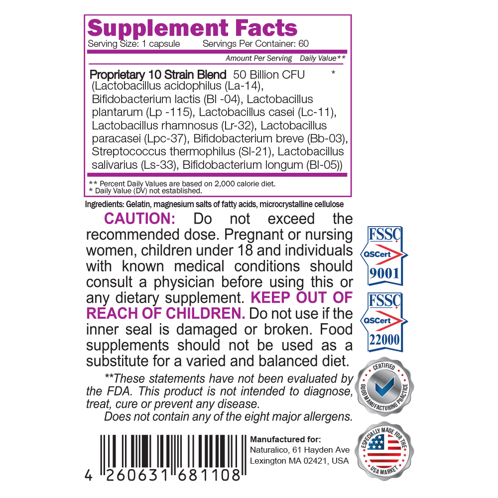 NATURALICO Probiotic 50 Billion 60 капсули