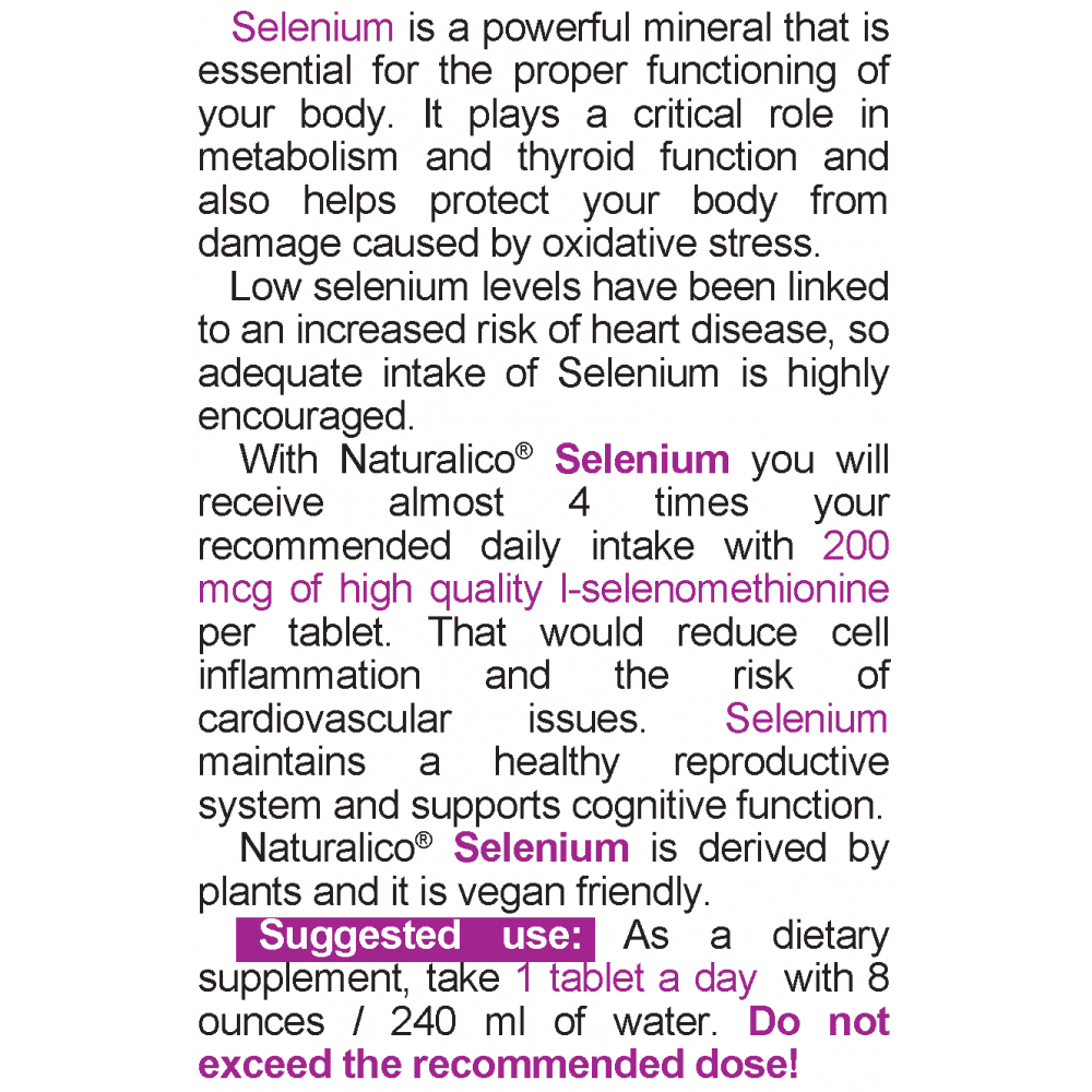 NATURALICO Selenium 60 таблетки
