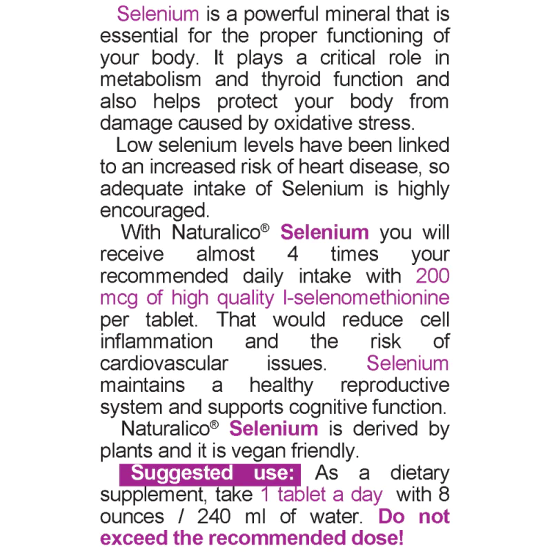 NATURALICO Selenium 60 таблетки