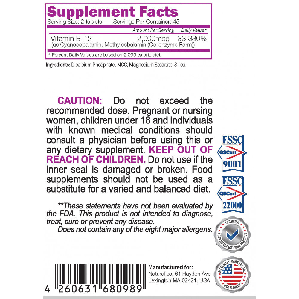 NATURALICO Vitamin B-12 90 таблетки