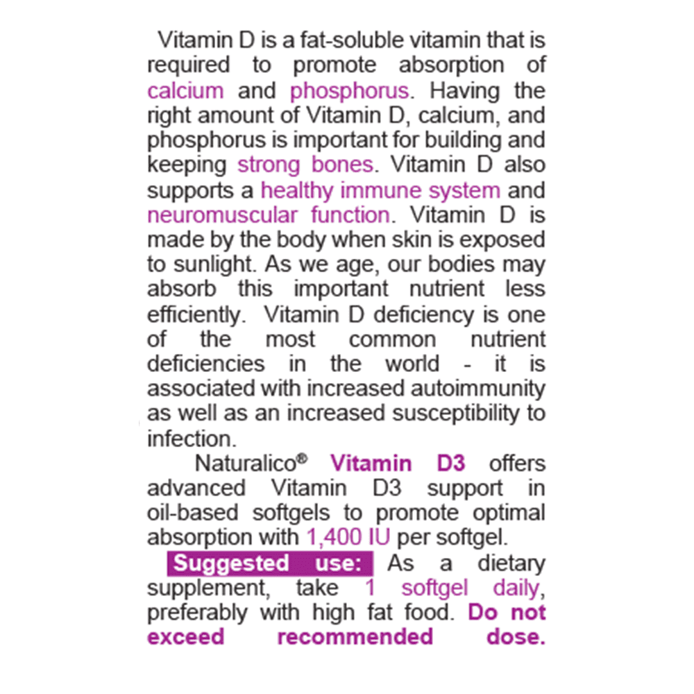 NATURALICO Vitamin D3 60 софтгел капсули
