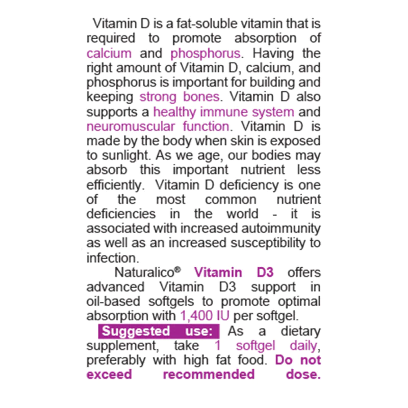 NATURALICO Vitamin D3 60 софтгел капсули