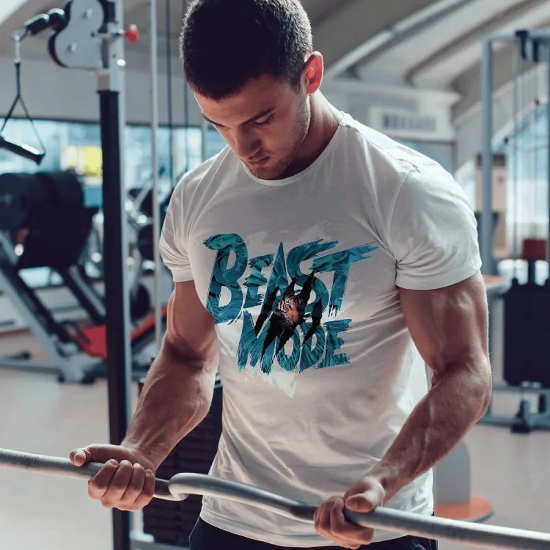 NITROTIGER Мъжка тениска Beast Mode бяла