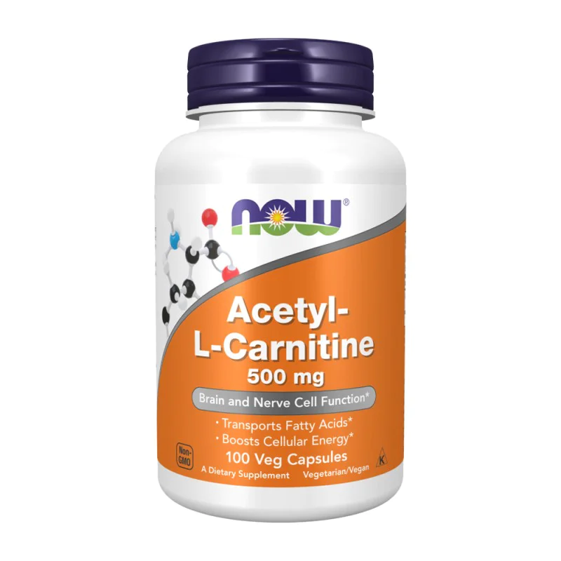 NOW Acetyl L-Carnitine 500 мг 100 растителни капсули