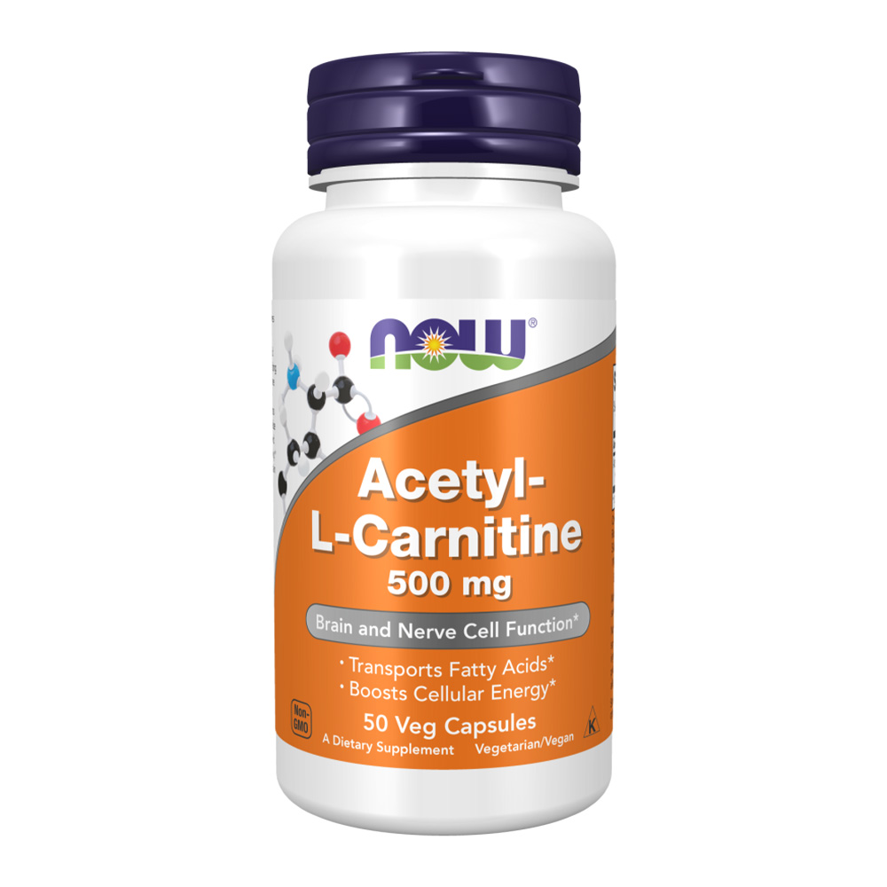 NOW Acetyl L-Carnitine 500 мг 50 растителни капсули