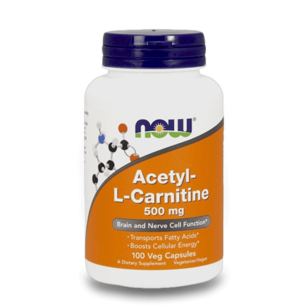 NOW Acetyl L-Carnitine 500мг 100 растителни капсули