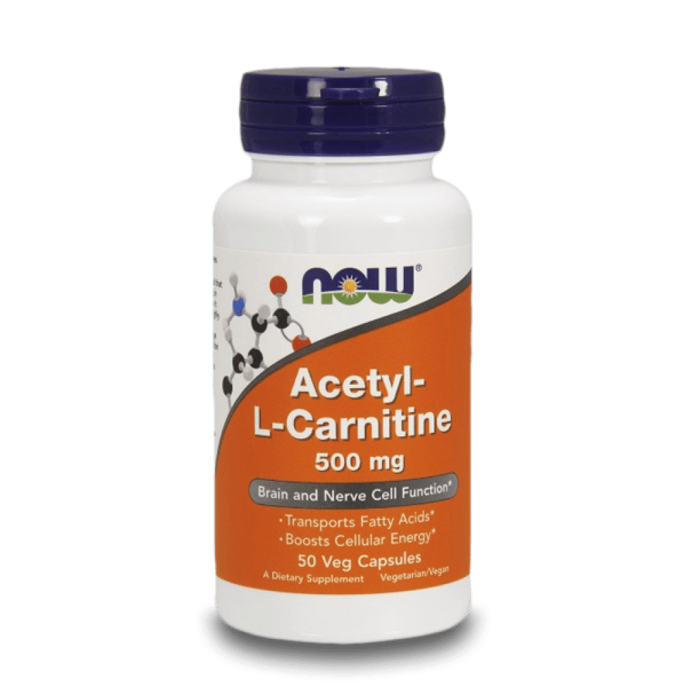 NOW Acetyl L-Carnitine 500мг 50 растителни капсули