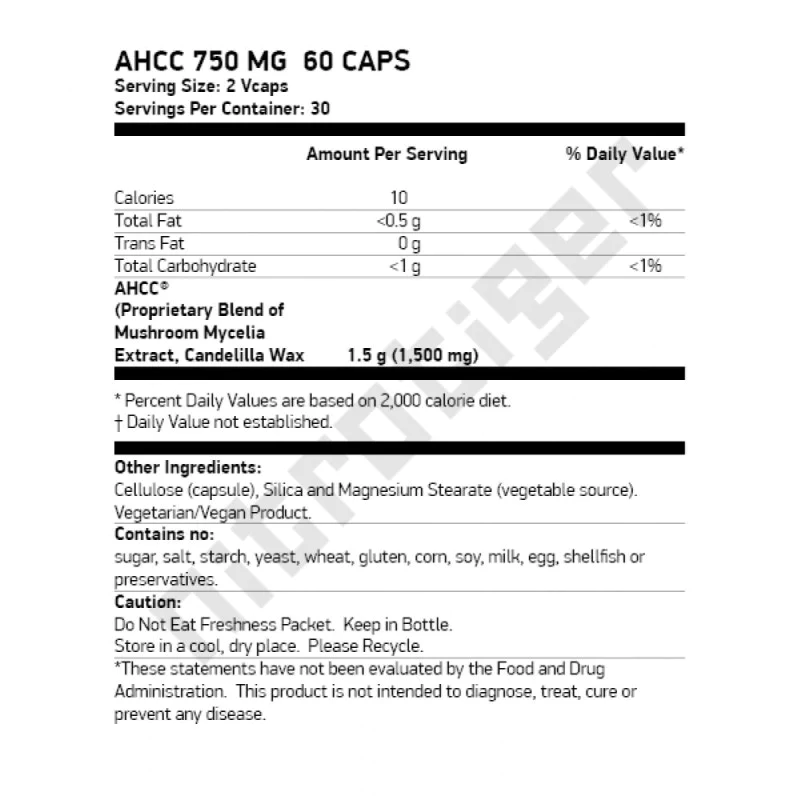 NOW AHCC 750 мг 60 капсули