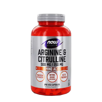 NOW Arginine & Citrulline (500 мг 250 мг) 240 растителни капсули