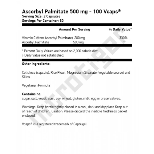 NOW Ascorbyl Palmitate 500 мг 100 растителни капсули
