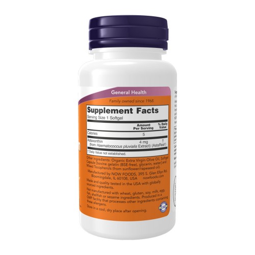 NOW Astaxanthin 4 мг 90 меки капсули