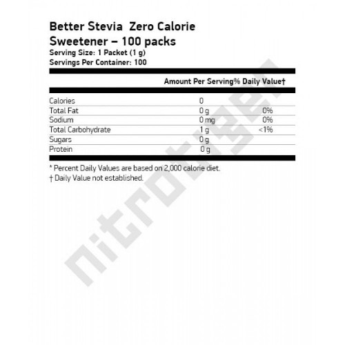 NOW Better Stevia Zero Calorie Sweetener 100 пакета