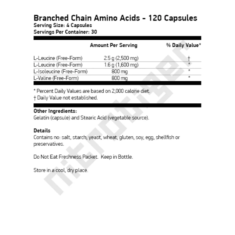 NOW Branched Chain Amino Acids 120 капсули