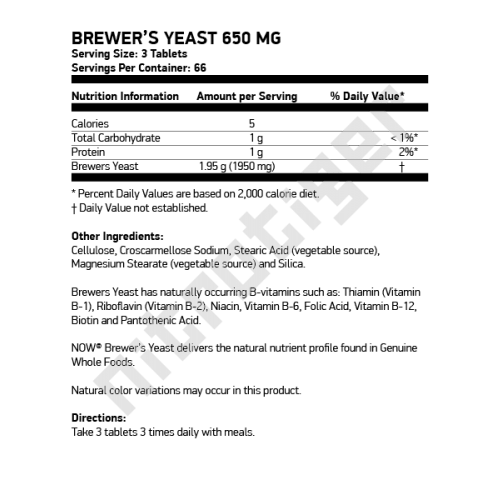 NOW Brewer's Yeast 650 мг 200 таблетки