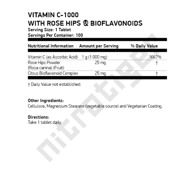NOW C-1000 with Rose Hips And Bioflavonoids 100 таблетки