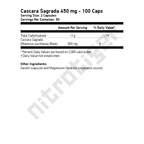 NOW Cascara Sagrada 450 мг 100 капсули