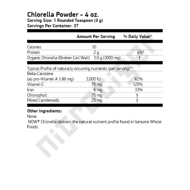 NOW Chlorella Powder 4 oz (113 гр) 